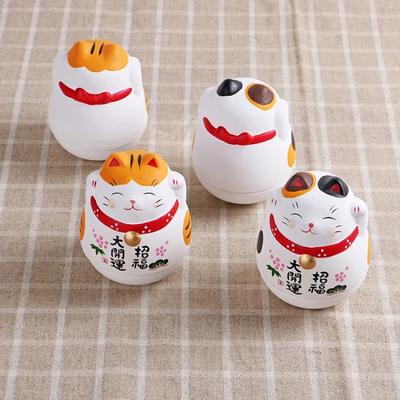 Japanese Ceramic Lucky Cat Fortune Ornament  Daruma Crafts Cartoon Landscape Home Decor Accessories Gifts Living Room Decoration