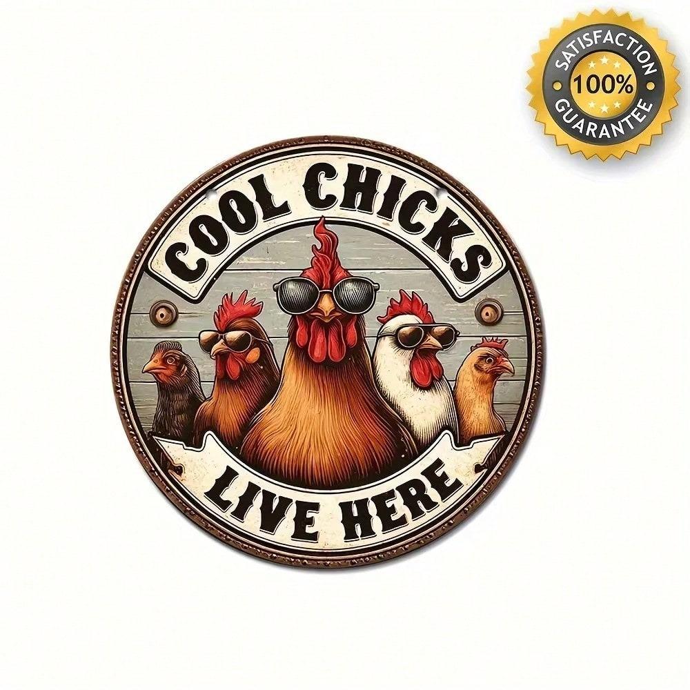 Vintage Metal Chicken Wall Sign Cool Chicks Here Farmhouse Decor Plaque