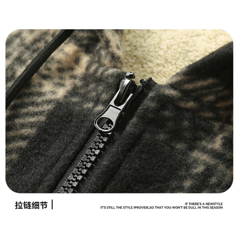 All-match Fashion Casual Jacket Men's Plaid Contrasting Color Long-sleeved Hooded Jacket Top