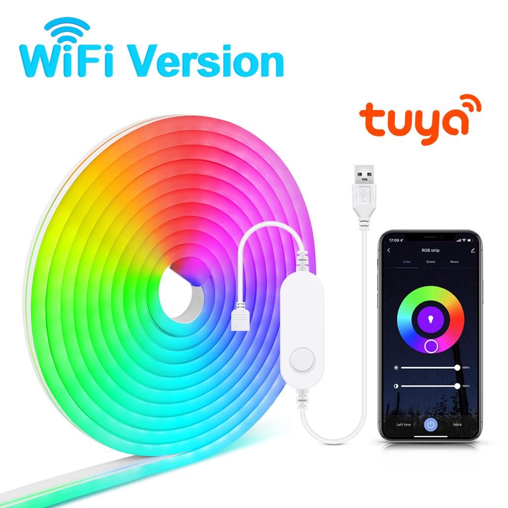 Tuya Smart Zigbee 3.0 USB 5V Neon LED Light Strip RGB WiFi Dimmable Neon Tape Ribbon Sign Wall Decor Work With Alexa Google Home