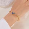 New Trendy Gold Plated Simple Heart Cuff Bangles for Women High Quality Stainless Steel Crystal Bracelets Waterproof Jewelry