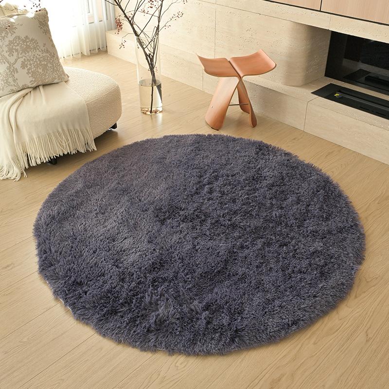 Checkerboard Round Fluffy Shaggy Rug Soft Long Pile Carpet for Bedroom Living Room Plaid Area Rug Kids Room Circular Mat