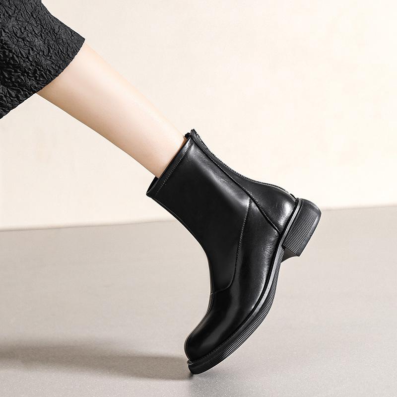 Chelsea Elastische Skinny Stiefel Winter Neue Stiefel mit großem Kopf Skinny Kurze Stiefel Damen Martin Stiefel Damengröße Damenschuhe