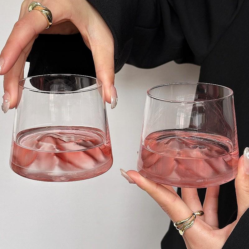Ins Style Mt. Fuji Creative Pink Glass: Elegant Mountain Range Whiskey & Liquor Cup