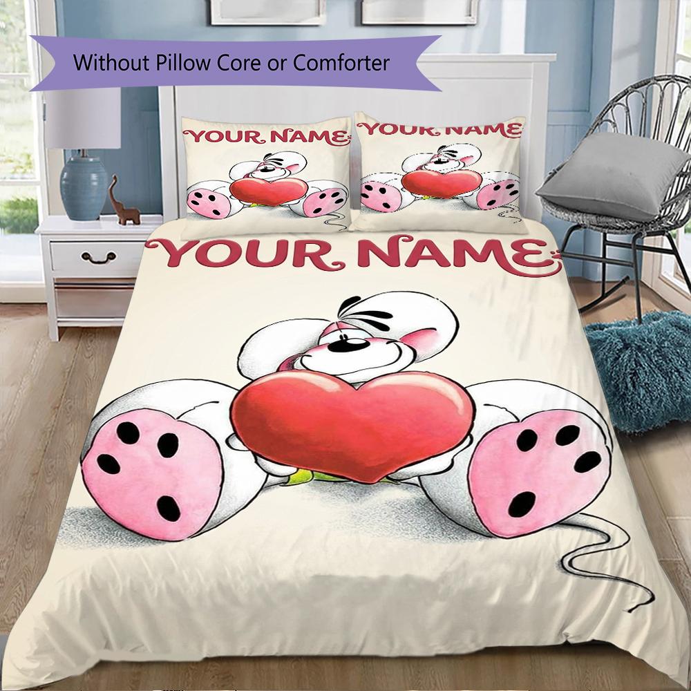 Custom Name Diddl Bedding,Quilt Set Quilt Cover Pillowcase Home Birthday Gift(1 * Duvet Cover + 2 * Pillowcase, Without Core)_xia