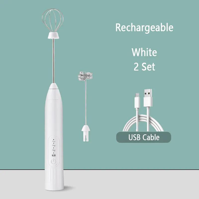 Handheld Doppelstab Kabelloser Schneebesen Vanillepudding Aufschäumer Mini Tragbarer Mixer Kaffee Milch Drei Geschwindigkeitsstufen Eischnee Geschlagen USB