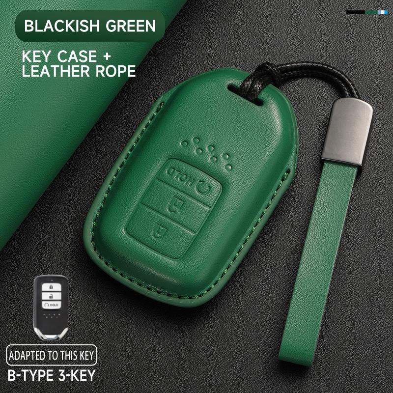 Leather Car Key Cover Case Protection Shell Keychain For Honda Accord Civic 8 10 11 Th Gen HR-V CR-V BR-V Vezel Jazz Freed Pilot