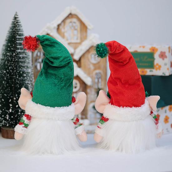 Yousheng 12.6" Lighted Christmas Plush Gnome Handmade Small Light Up Swedish Tomte Elf Battery Operated Winter Tabletop Decoration