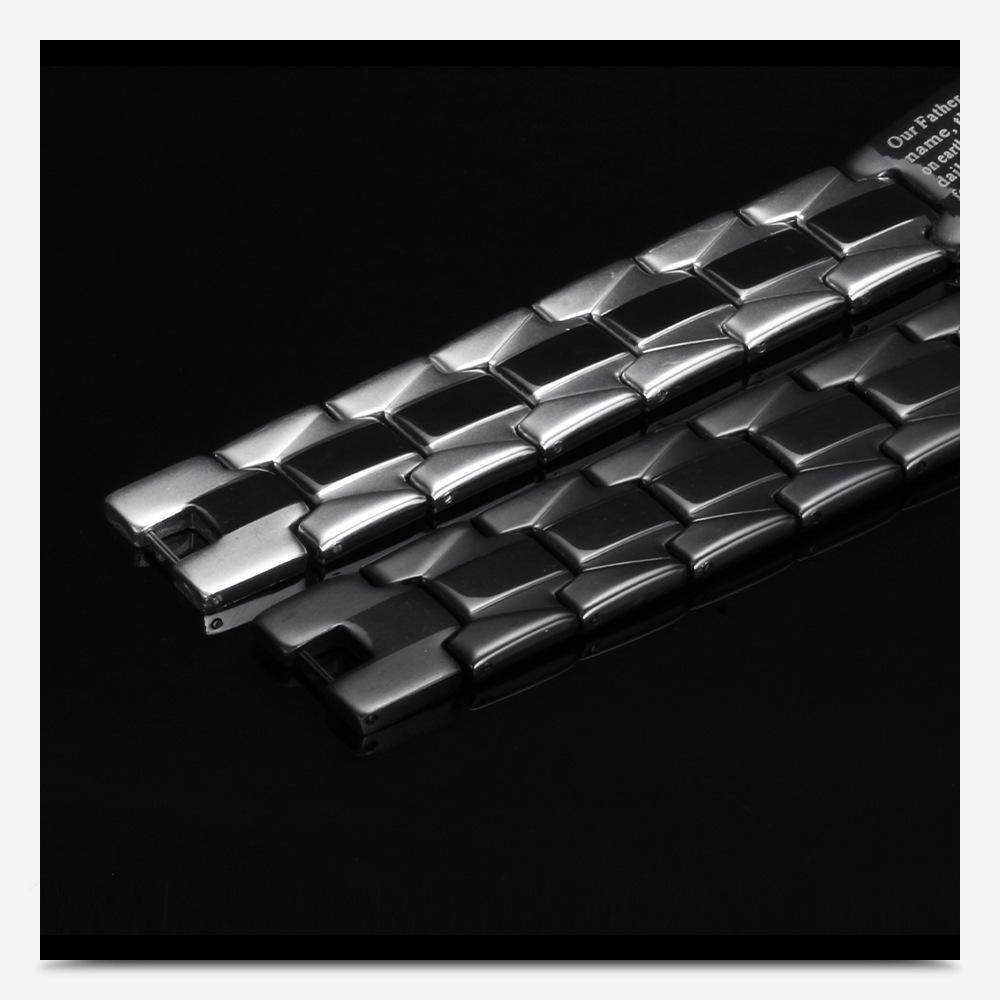 9MM Geometric Cross Bracelet: Black & White Stainless Steel for Men & Women