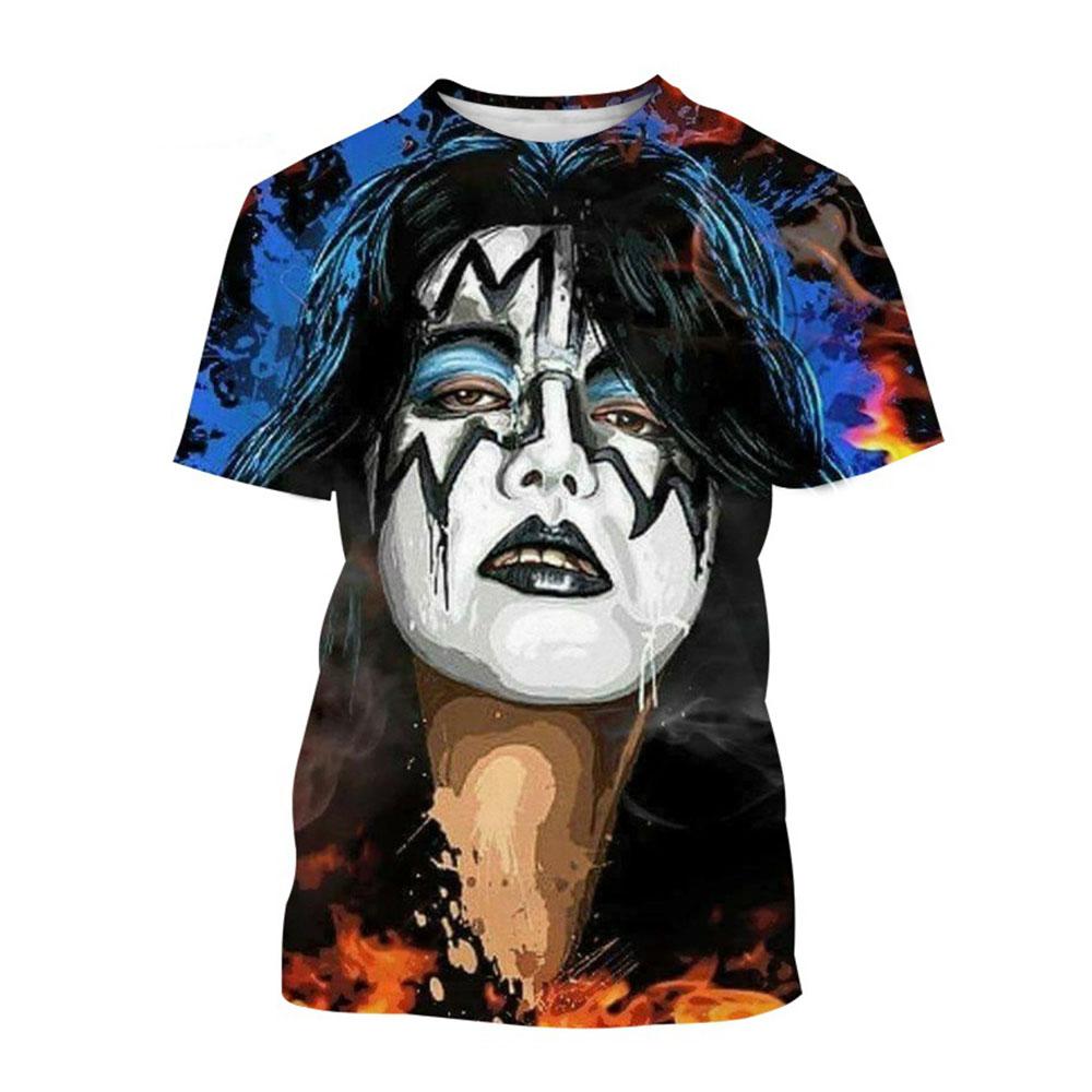 

Нові Футболки З 3D Принтом Гурту New Rock Kiss Чоловічі Жіночі З Коротким Рукавом Круглим Вирізом Вуличний Стиль Оверсайз Харадзюку Дитячі Топи Футболки Одяг L