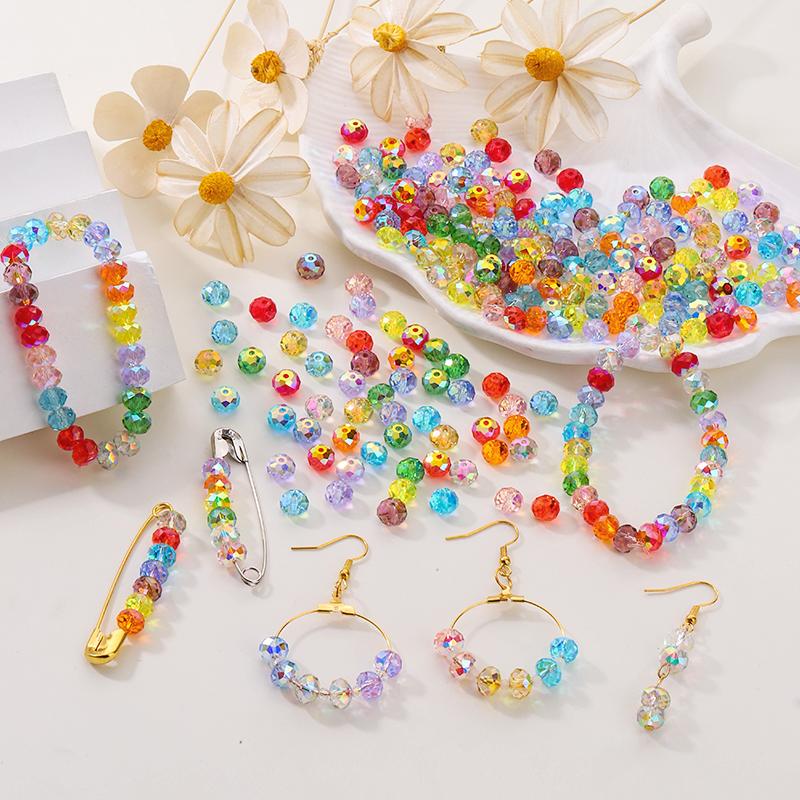 84pcs Czech Faceted Rondelle Beads 8mm AAA Crystal Glass Loose Spacer Beads for DIY Jewelry Bracelet Craft Making Supplies