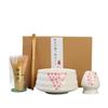 Matcha Tea Ceremony Japanese Tea Ceremony Tea Chashaku Matcha and Whisk 4-Piece Set, Utensils, Bowl, 100-Standing Chasen, (Tea Scoop), Powder, (White)