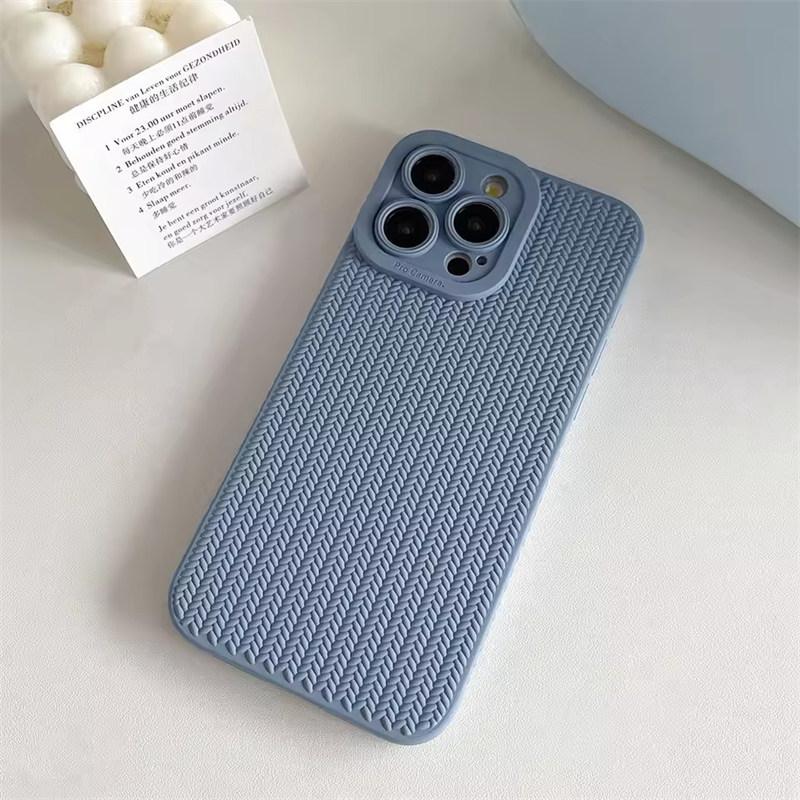 Fine Hole Woven Pattern Silicon Phone Case for iPhone 16 15 14 13 12 11 Pro Max X XR XS Max Full Camera Shockproof Soft Bumper Cover