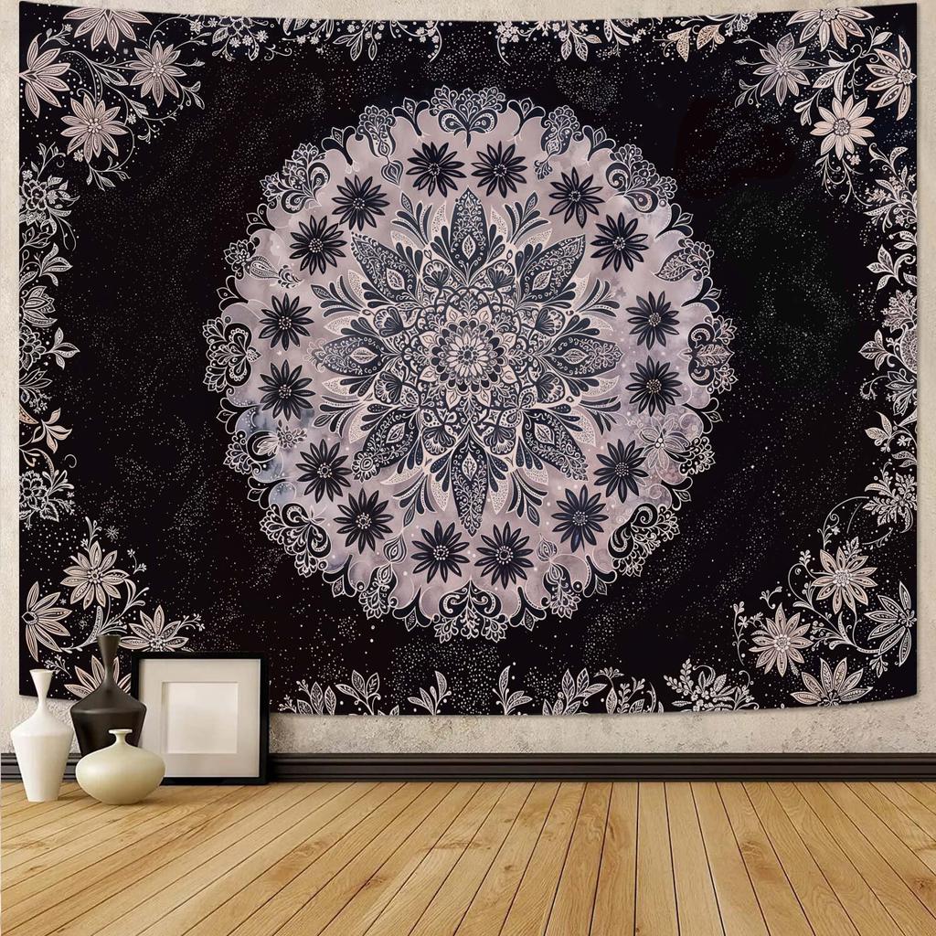Orange Butterfly Moon Flower Tapestry Boho Floral Plant Tapestries For Bedroom Aesthetic Tapastry'S Wall Hanging Mandala