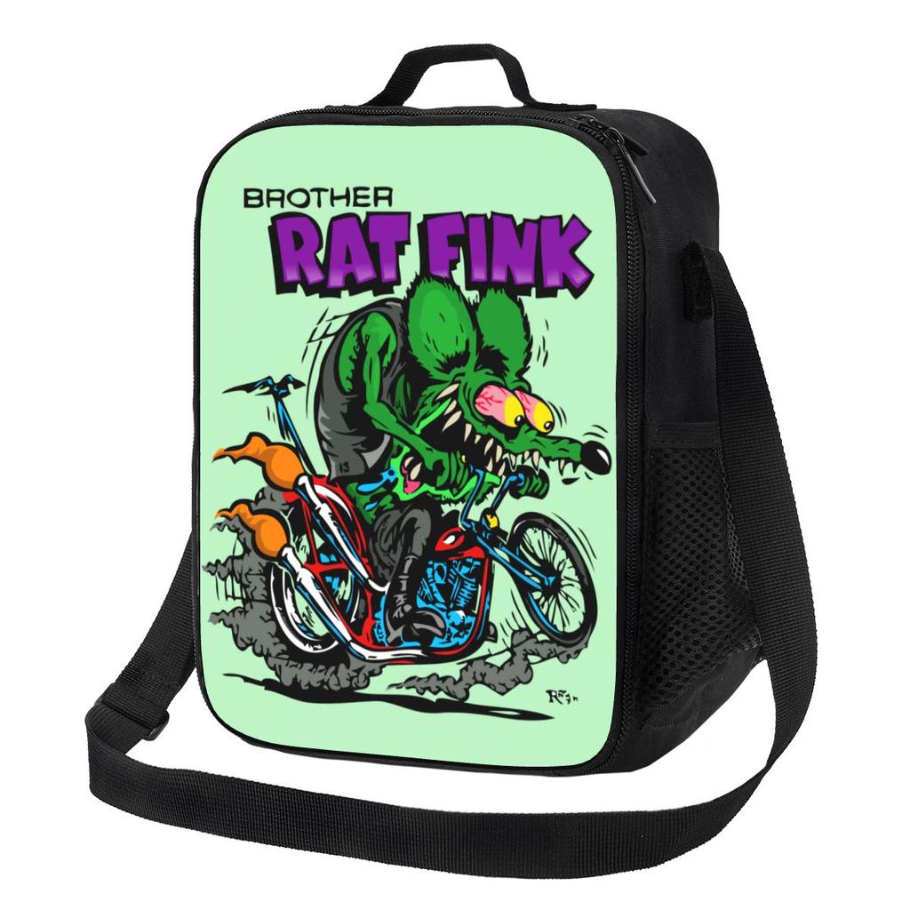 Custom Anime Cartoon Rat Fink Insulated Lunch Bag for Women Thermal Cooler Bento Box Kids School Children