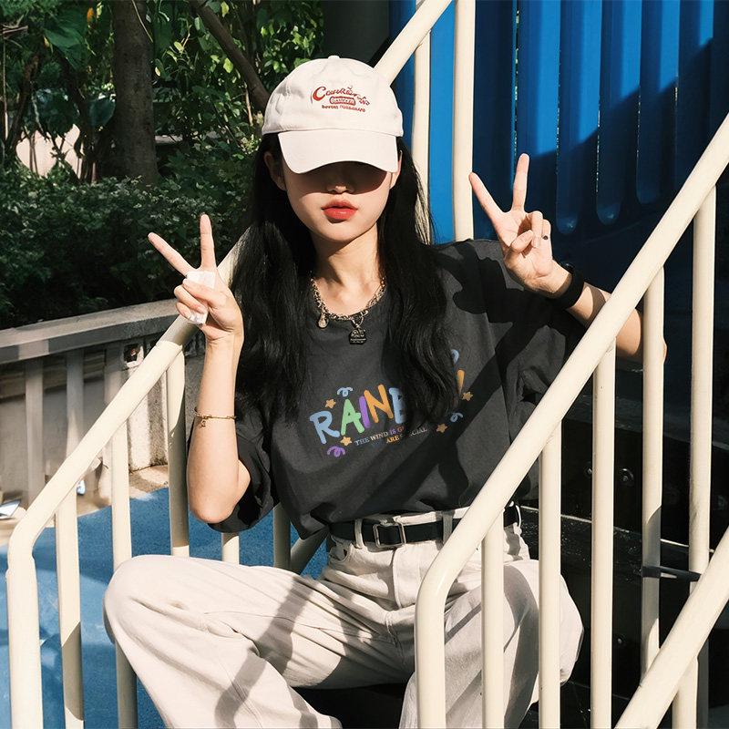 

Women s Plus Size Heavyweight Cotton Retro T-shirt - Summer 2026 Loose Fit Short Sleeve 2XL (Recommended 131-155 jin) темно-серого