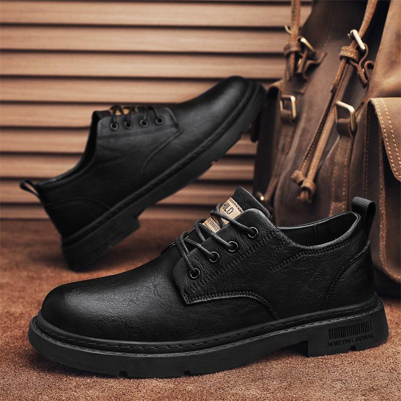 

Ботинки Martin мужские низкие кожаные туфли 2024 года, новинка зимы, повседневная обувь в ретро-стиле, универсальная кожаная обувь в деловом стиле в британском стиле 39 чёрный