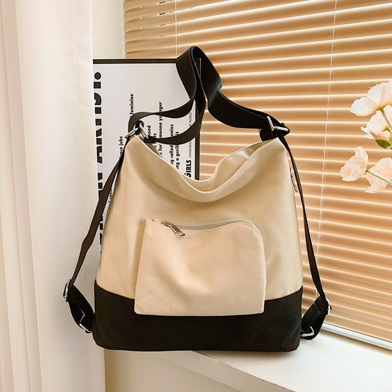 Borsa a Tote in Tela da Donna Stile Cittadino Casual Con Tasche con Zip Per l'Uso Quotidiano