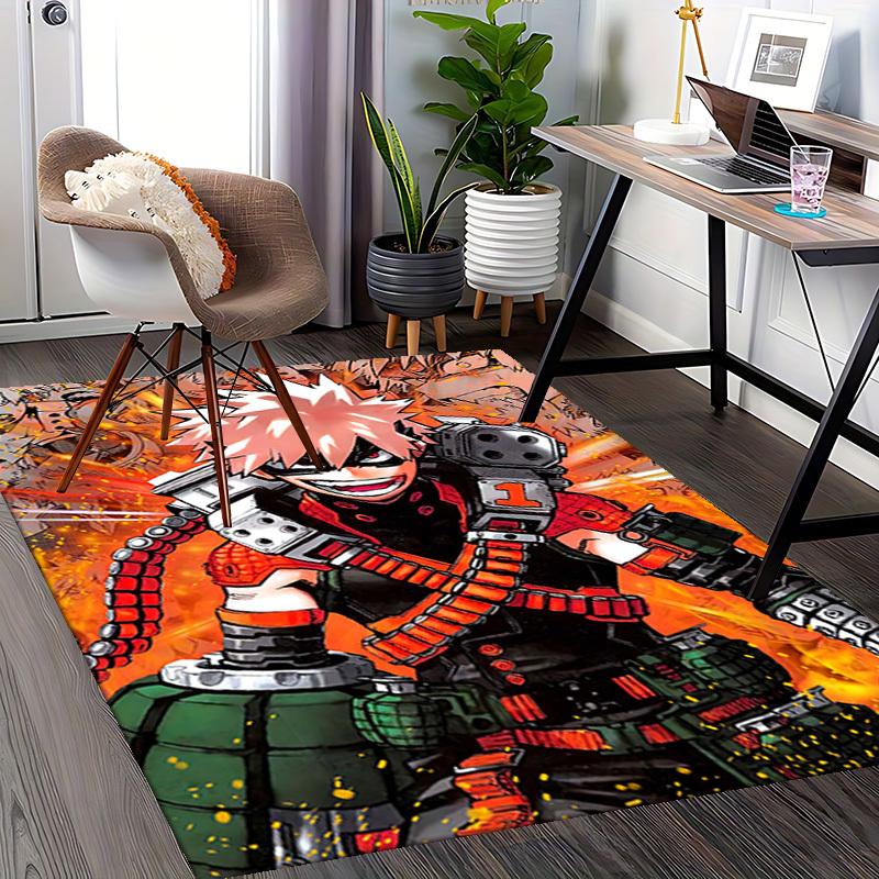 1 Stück Boku no Hero Academia Bakugo Katsuki Anime Cartoon Design Bürostuhlmatte Rutschfeste Teppich für Heimdekoration, Wohnzimmer, Schlafzimmer, Spielzimmer, Geburts