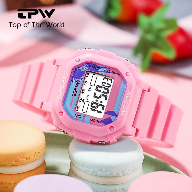 Digital Watches Lady Sports Luminous Multifunction Waterproof Chronograph Wristwatches Outdoor Girls Fashion Student Watch