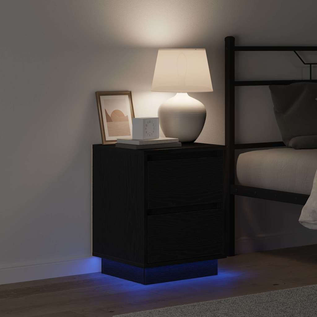 Nightstand Black Oak Look 39 x 34.5 x 50 cm Engineered Wood