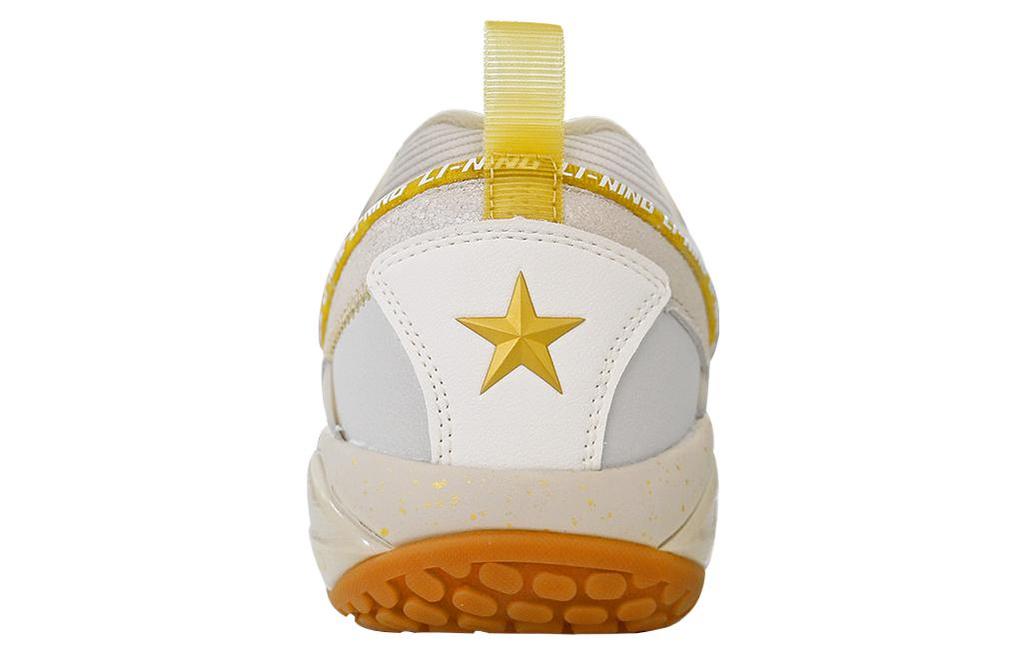 Li Ning Invincible No. ACE Cushioning Slip Resistant Low top Badminton Shoes Men's White Gold AYAR015-4