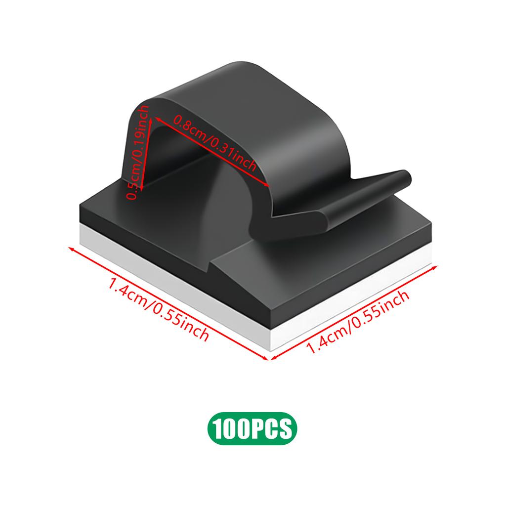 50/100Pcs Wire Cable Holder Clips R-type Black/White Plastic Adhesive Fixed Fastener Clamp for Home Office Desktop Organizer
