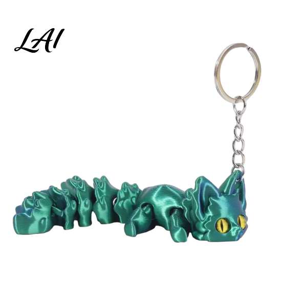 3D Printed Fox Keychain Articulated Keychain Flexible Joint Animal Pendant with Metal Fun Desk Decoration Key Ring Creative Figurine Toy Bag Charm