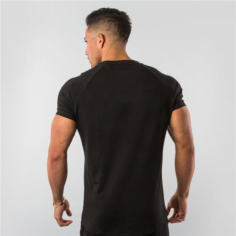 Fashion Plain Tops Tees Fitness Mens T Shirt Short Sleeve Muscle Joggers Bodybuilding T Shirt Male Gym Clothes Slim Fit Shirt