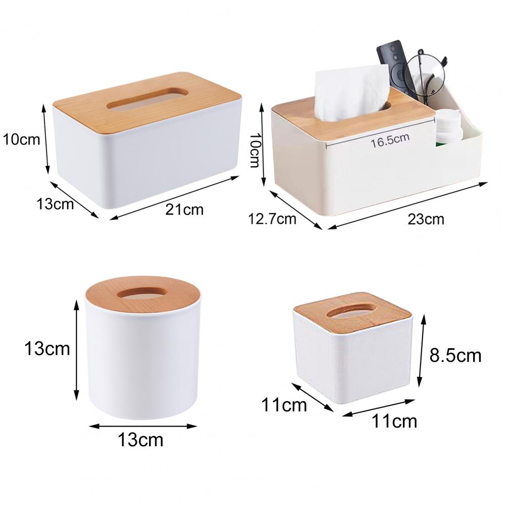 Household Tissue Storage Holder Rectangle/Round/Square Moisture-proof White Desktop Tissue Box for Bathroom Paper Dispenser Case