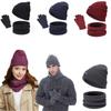 Three-piece Set Neck Warmer Knitted Fleece Scarf Winter Warm Hat Scarf Gloves Set Beanie Cap