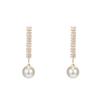 1 Pair Elegant Zircon Pearls Tassels Earrings Long Drop Design Enhances Face Contour for Women Allergy Resistant Copper