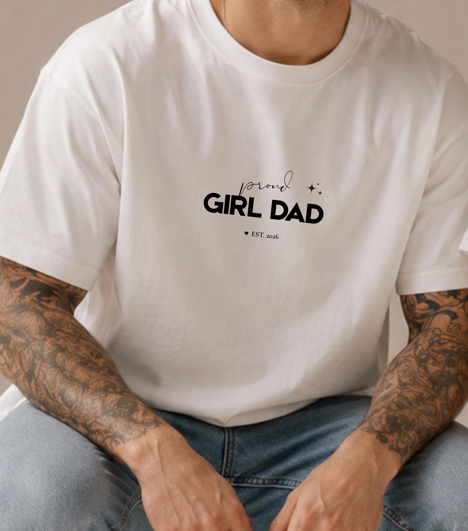 Personalized Girl Dad T-Shirt - Proud Dad T-Shirt with Year - Gift for New Fathers - New Dad Gift M