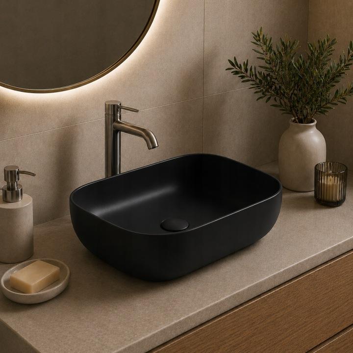 Lusso countertop washbasin 45.5X32.5 CM oval black matt