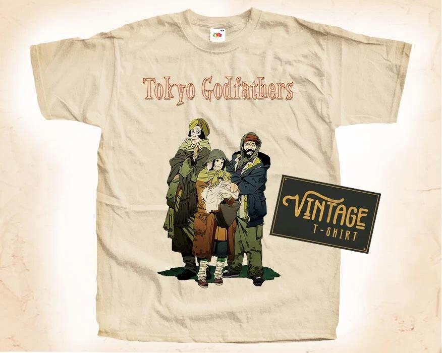 

Футболка Tokyo Godfathers Футболка Кинопостер Винтаж Натуральная футболка Размеры S - 5XL 2XL