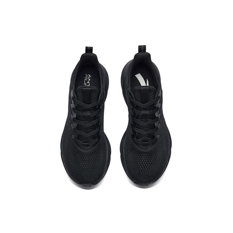 Anta Running Collection Cushioning, Abrasion Resistant, Breathable, Lightweight Low Top Running Shoes Men's All Black Sneakers 112235571-4