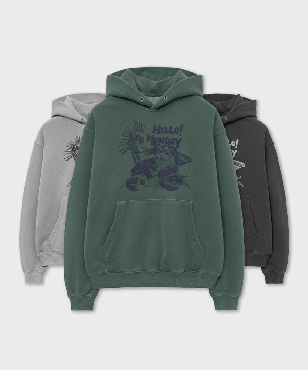 Intempo Mood Overdyed Vintage Print Hoodie: 3 Colors Grey/Xl