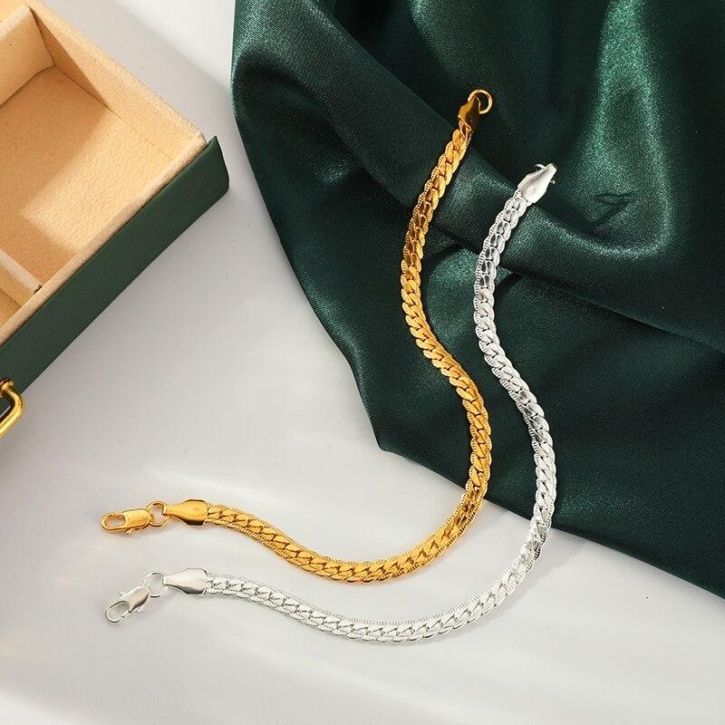 1pcs Bracelet For Men And Women Simple Fashion Style 5mm Lace Copper Side Chain With Lobster Clasp Hand Jewelry