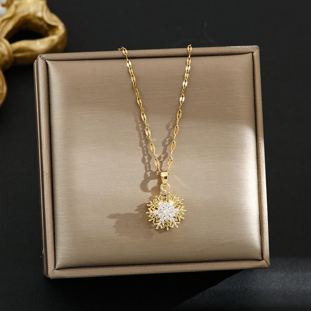 Rotatable Sunflower Pendant Necklace U Geometric Titanium Steel Light Luxury