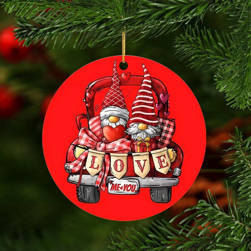 2D Flat "Love" Couple Gnomes Acrylic Decoration Sign, Bow, Love, Gift, Holiday Gift, Suitable for Wall Decoration, Porch, Room, Villa, Accents Home, H