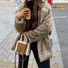 Elegante Cappotto di Peluche a Maniche Lunghe da Donna Autunno e Inverno 2025