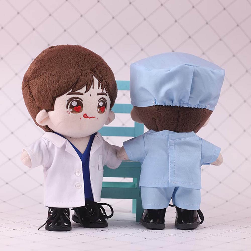 Niannyyhouse 20cm Doll Clothes - Cotton Doll Clothes - White Coat, Hat, T-shirt, Pants, Doctor's Outfit, Surgical Gown - Dress-up for Stuffed Animals