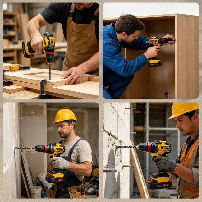 45Nm Brushless Cordless Drill Driver – Dual Drill Set with 4 Lithium Batteries, LED Light and Complete Carrying Case