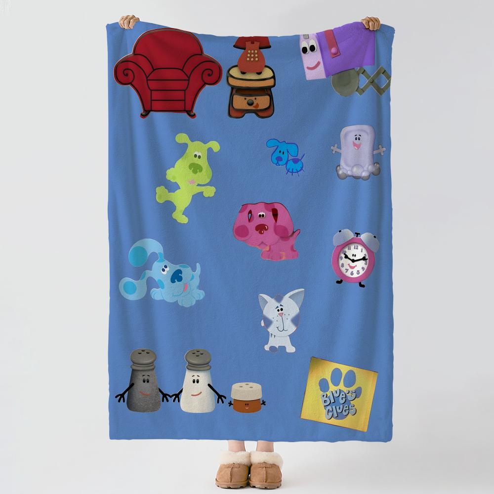 Cartoon B-Blue's Clues-s Throw Thick Comfort Flannel Quilt, Multi-scene Use Indoor Outdoor Daily Nap