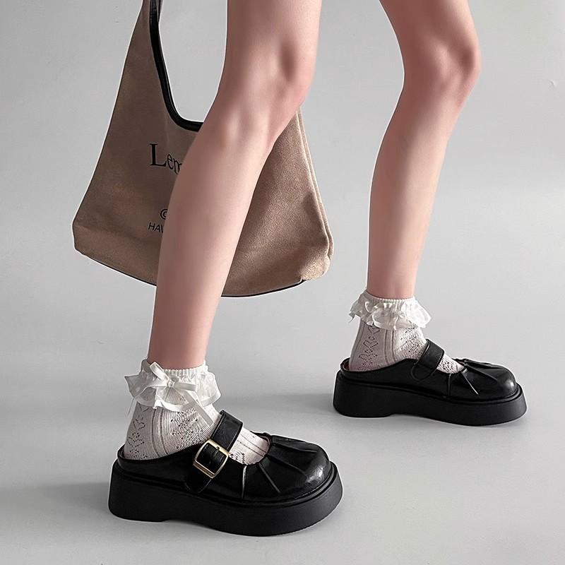 Belt Buckle Retro Thick-soled Bag Head Slippers Women's 2025 Spring and Summer New Outer Wear Heightening Half Slippers Lazy Shoes Trend