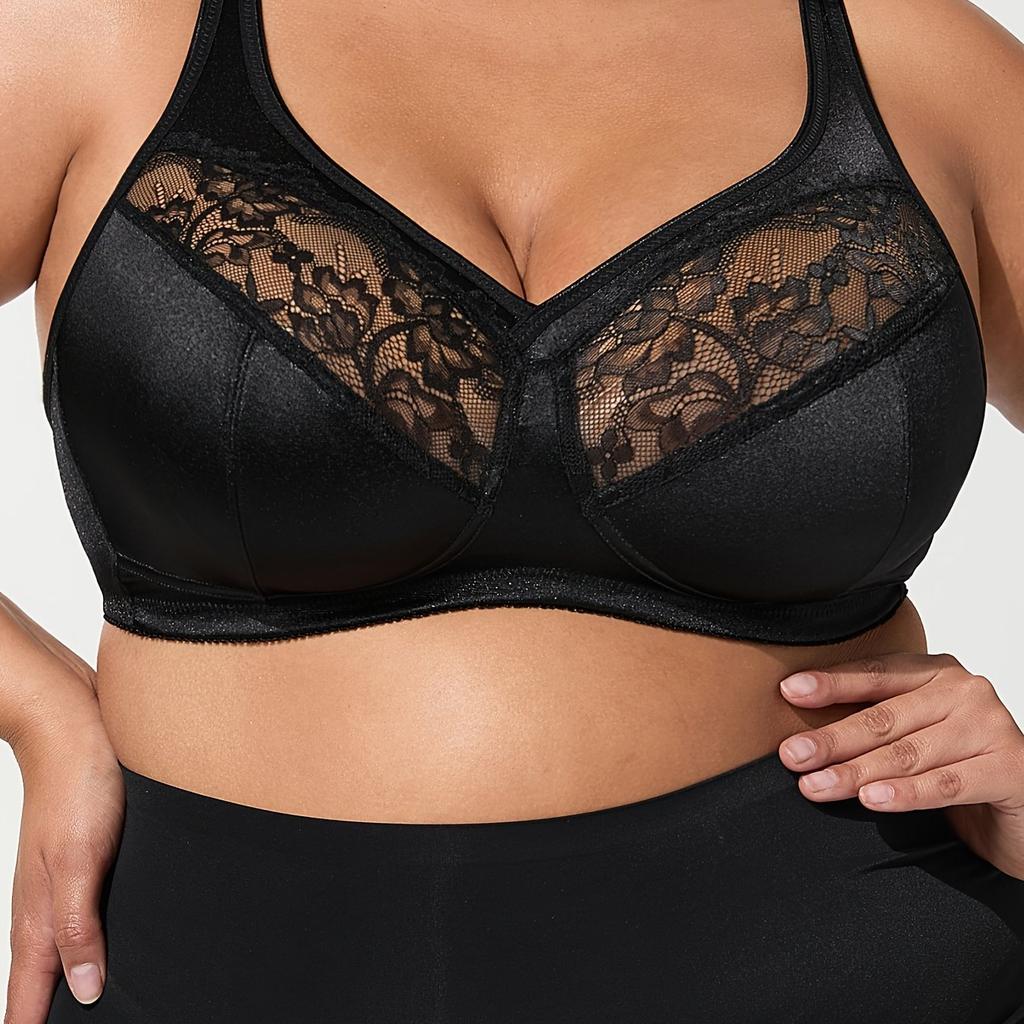 Braletă elegantă de damă plus size, respirabilă, cu bordură din dantelă