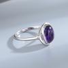 Dainty Natural Moonstone Ring 8*10MM Round Amethyst Agate Stone Vintage Silver Jewelry Ring For Women Party Anniversary Gifts