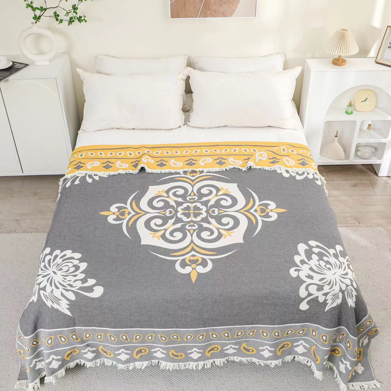 Четырехслойное хлопковое марлевое полотенце с кисточками для взрослых — фото 4