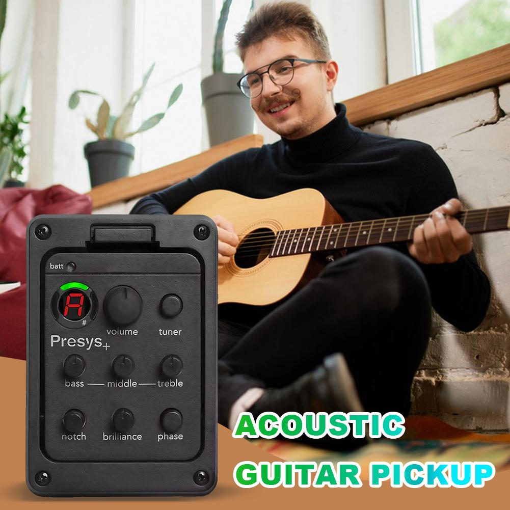 201 Piezo Pickup Onboard Preamp System 4 Band Acoustic Guitar Pickup Preamp EQ Tuner Mic Blend Preamp for Fishman Presys+