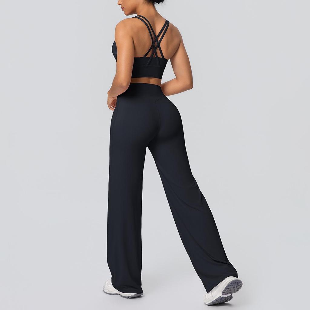 Sexy Sport-BH mit Kreuzrücken & High-Waist Yoga-Hosen Set - Schnelltrocknende Fitnessbekleidung